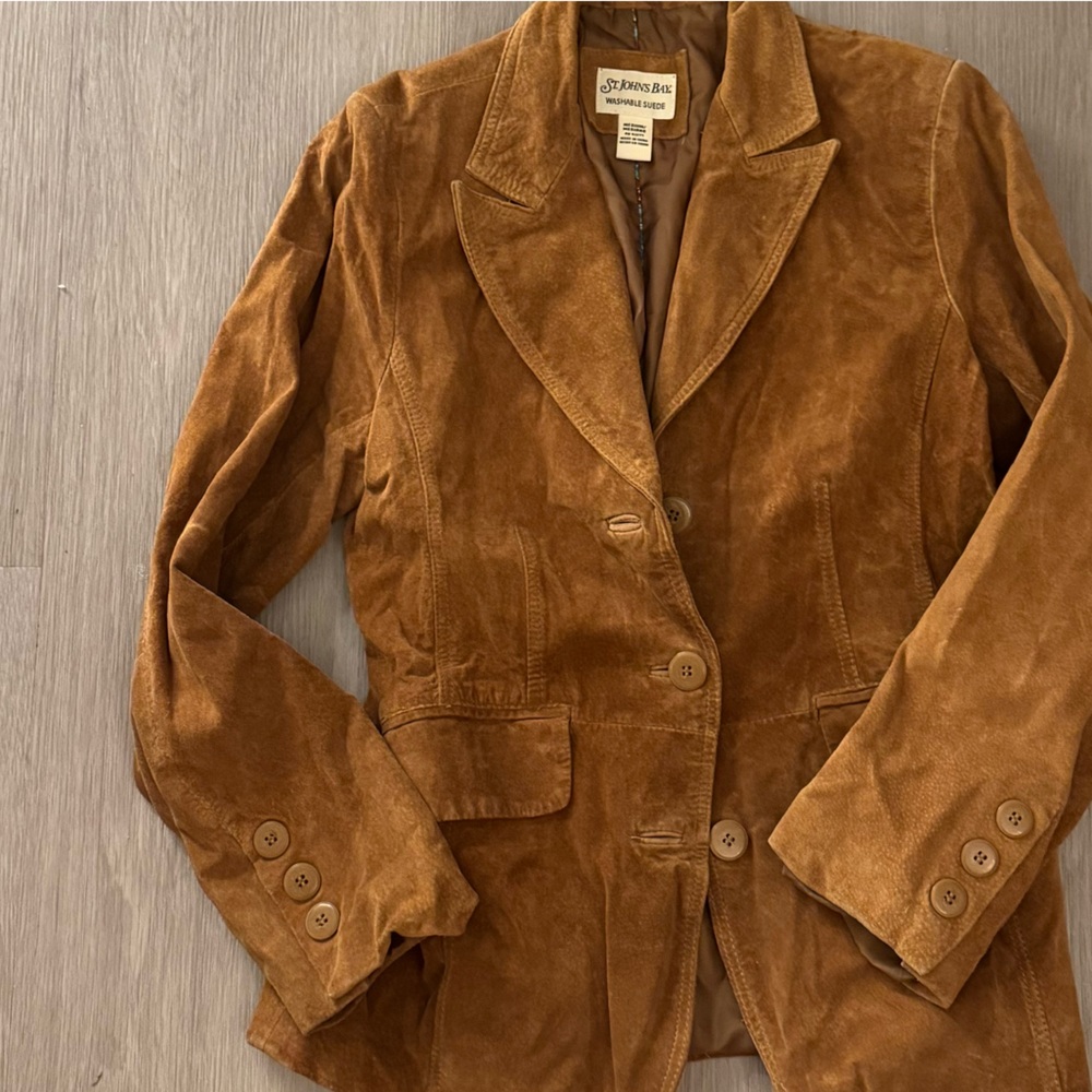 St. John's Bay Chestnut Suede Blazer - Picture 2 of 5